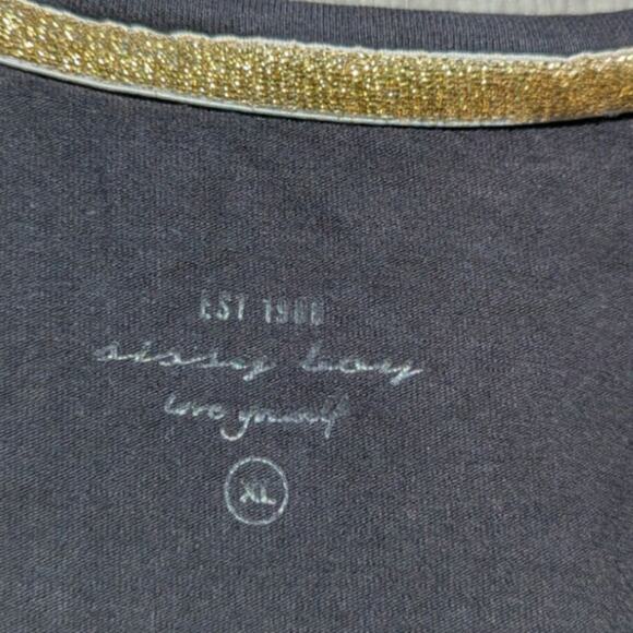 Sissy Boy black Y2K spell out t shirt gold bedazzled mob wife aesthetic xl - Picture 3 of 4